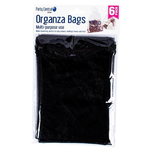 Bag Organza  6pk 13cm x 18cm [COLOUR: BLACK]