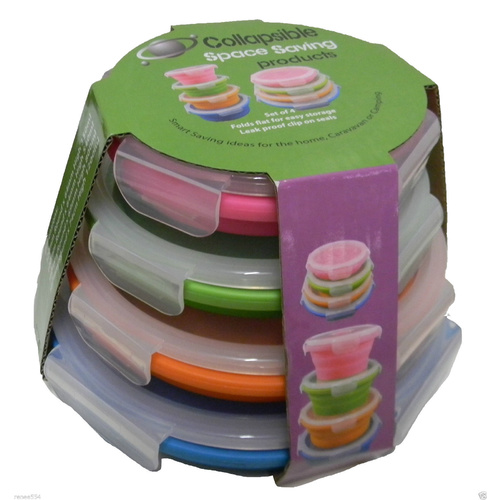 COLLAPSIBLE SILICONE CONTAINERS ROUND SET OF 4