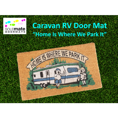Caravan RV Door Mat - Home Is Where We Park It