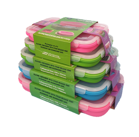 Collapsible Space Saving Rectangular Container Set - 5 Pack