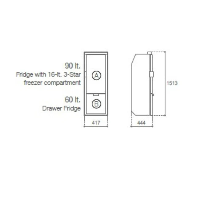 Vitrifrigo SLIM150 CHR Fridge/Freezer - Black