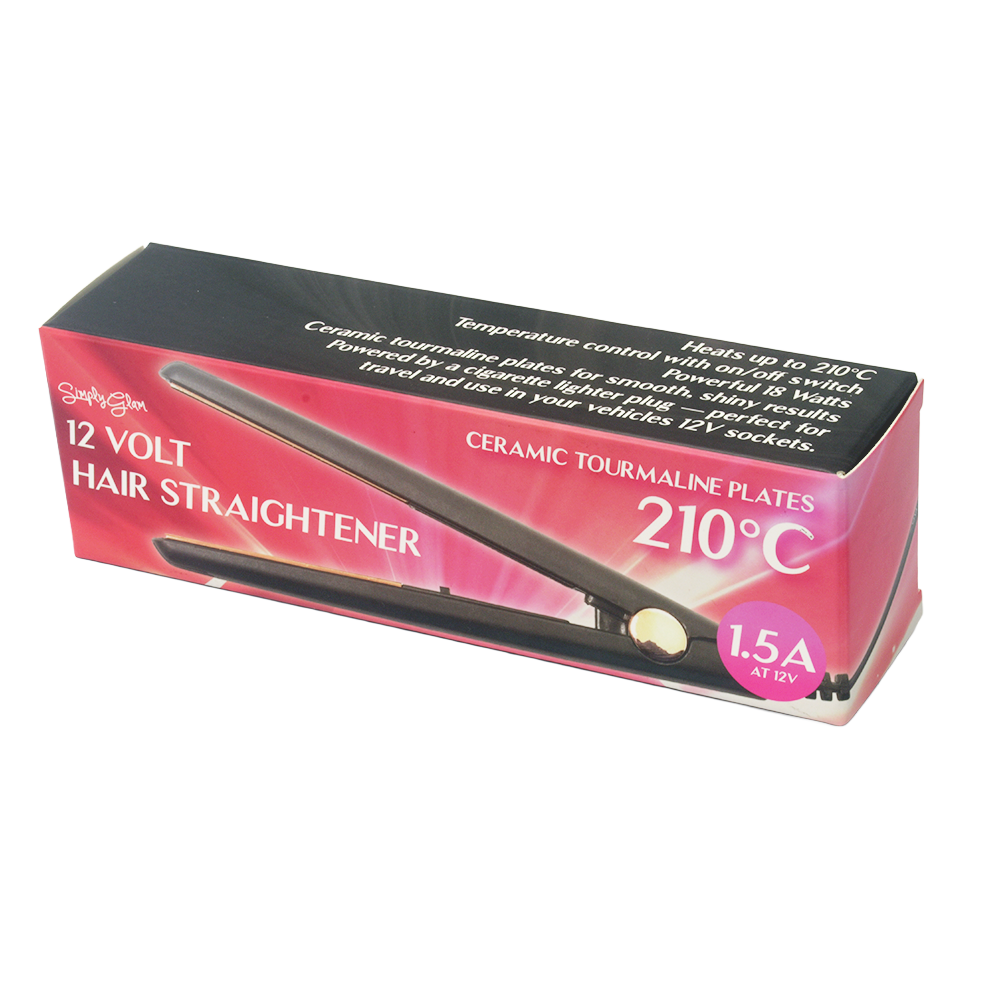 Simply Glam 12V Hair Straightener - Black Rose Gold