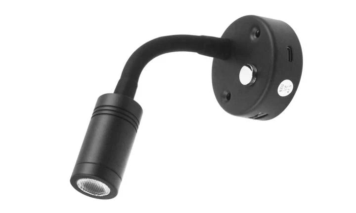 Reading Light Goose Neck Dual USBs Black
