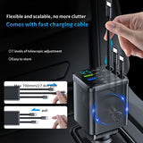 Car Charger, 5080 Super Fast Charging Retractable Cable 7-In-1 Car Charger