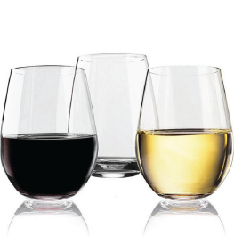 Crystal Clear Tritan Stemless Red Wine Glasses