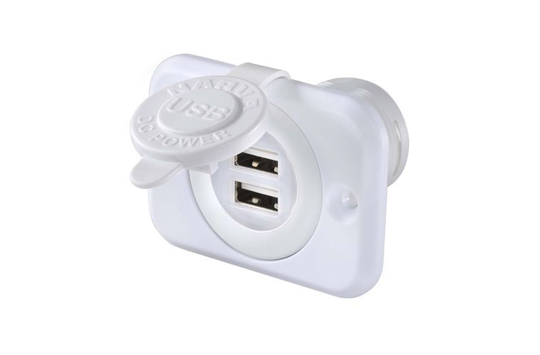 NARVA Flush Mount Socket Dual USB (81134WBL) White