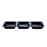 Melamine Platter Tray with 3 Section Divider Rectangular - Black