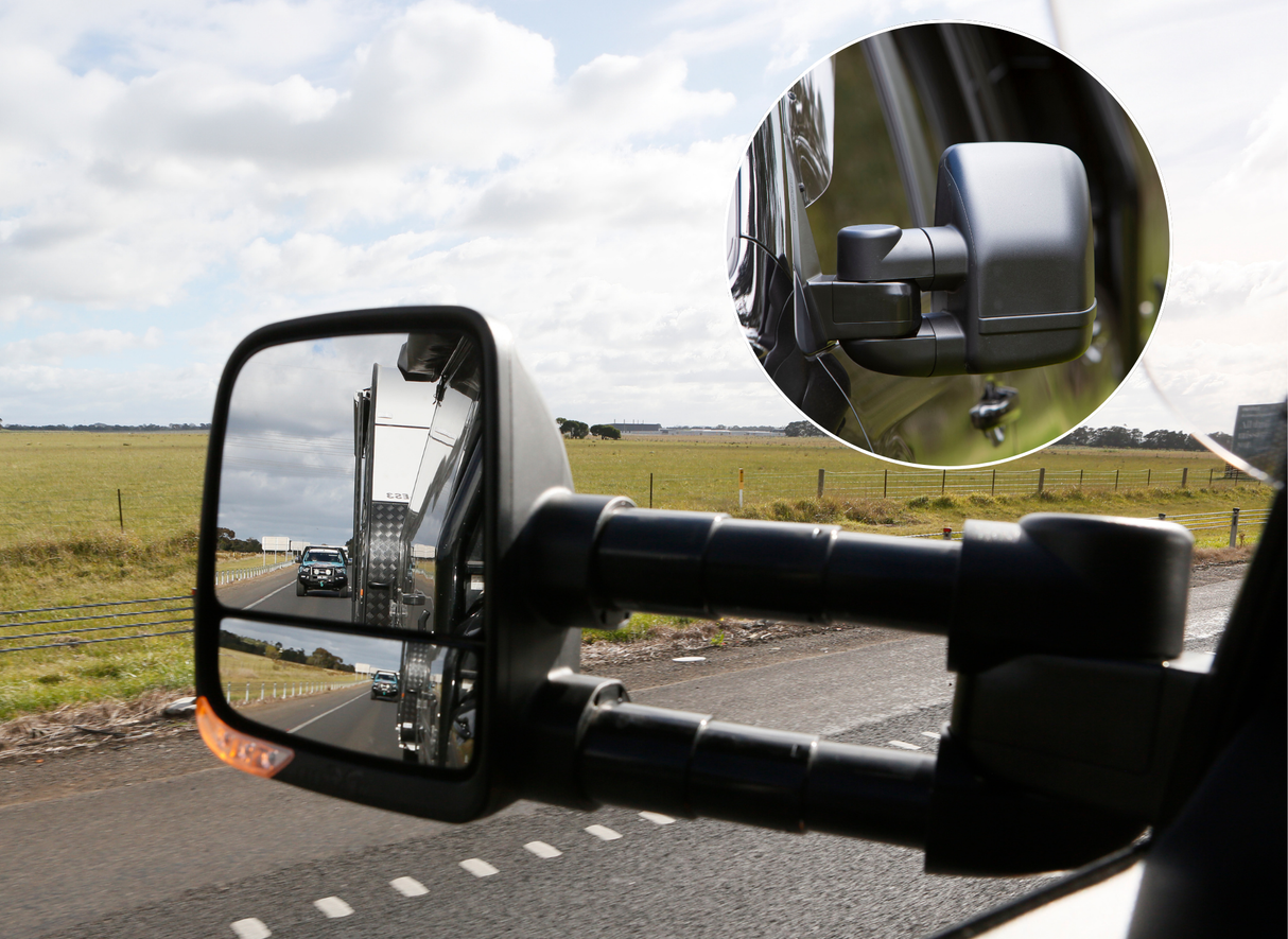 Clearview Towing Mirrors [Next, Pair, Heat, Power-Fold, BSM, Indicators (Cat 6), Electric] – Isuzu D-Max MY21 on, Isuzu MU-X MY21 on, Mazda BT-50 TF Series Jul 2020 on – Heat, Power-Fold, BSM, Indicators (Cat 6), Electric, Black