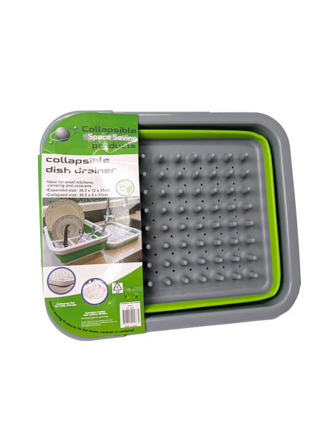 Collapsible Silicone Dish Drainer -  Green