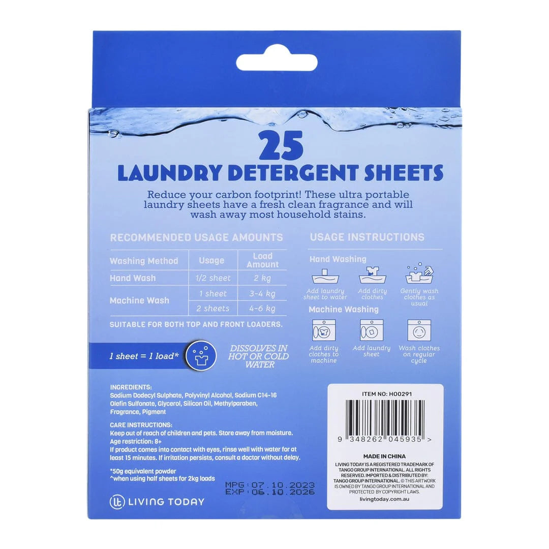 ECO FRIENDLY NO WASTE 25 LAUNDRY DETERGENT SHEETS