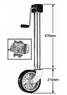Heavy Duty Side Winding Swivel Jockey Wheel - 8"