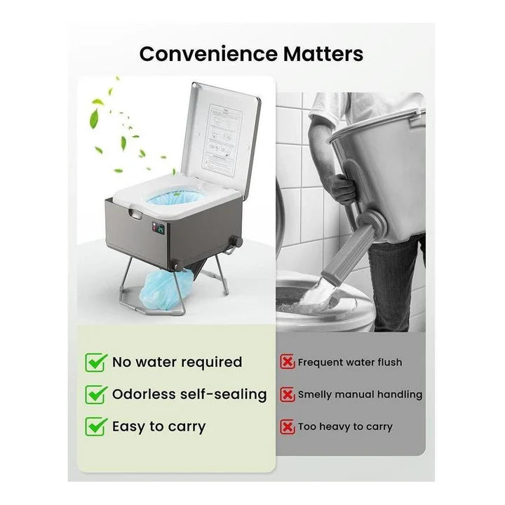LooSeal EVO Auto Sealing Waterless Portable Toilet Grey