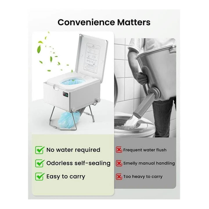 LooSeal EVO Auto Sealing Waterless Portable Toilet Silver