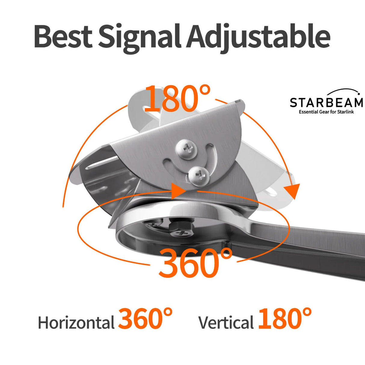 STARBEAM Starlink Mini Light Pole Mount – Stainless Steel Clamps with 360° Adjustable Arm