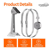 STARBEAM Starlink Mini Light Pole Mount – Stainless Steel Clamps with 360° Adjustable Arm