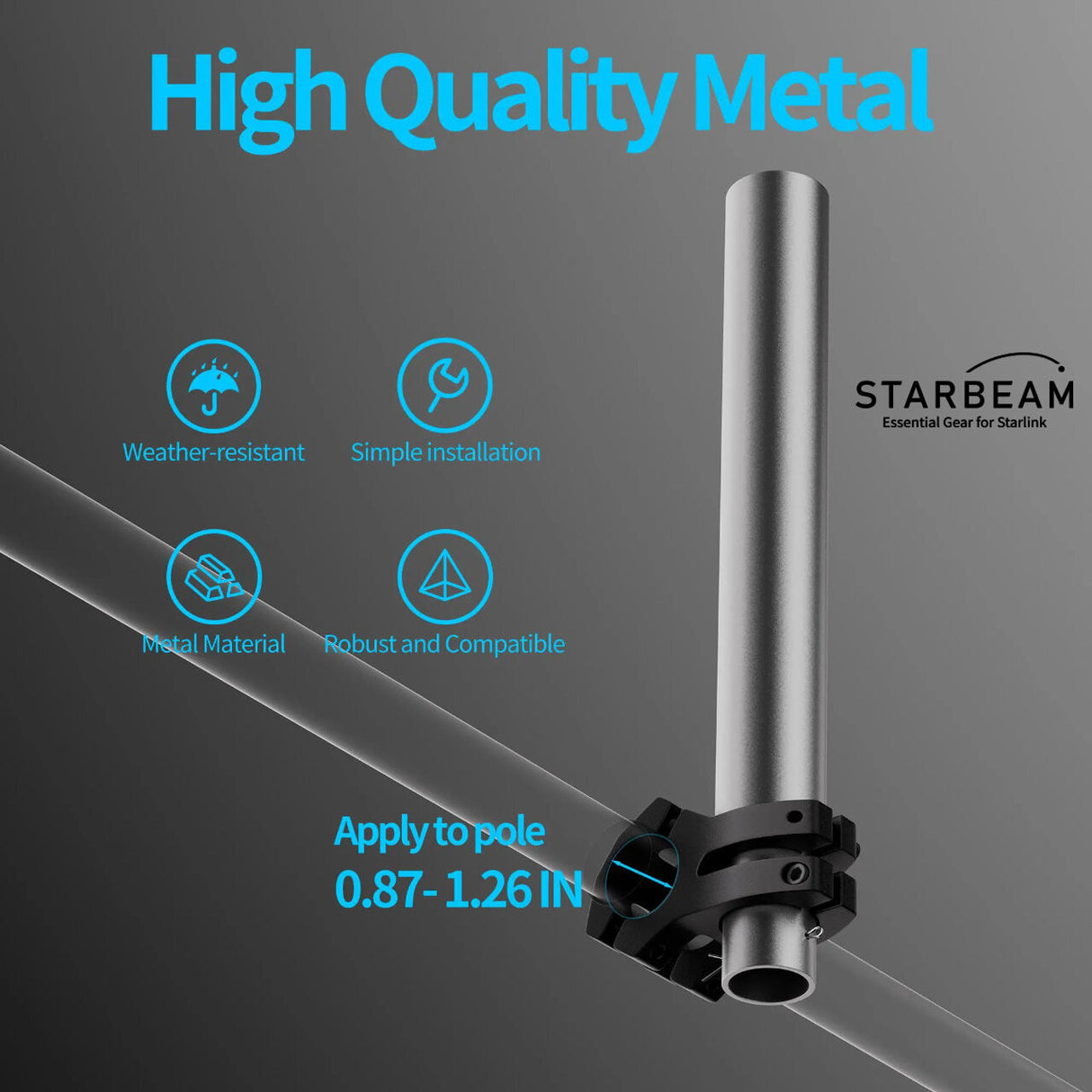 STARBEAM Starlink Mini Pole Clamp with Pole Extension