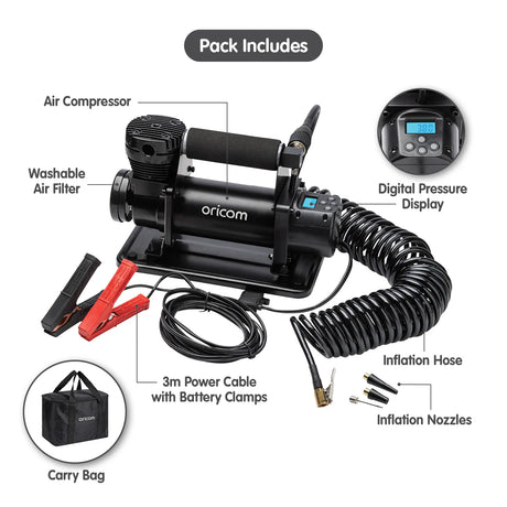 Oricom AIR20 Portable Air Compressor with Backlit Digital Display