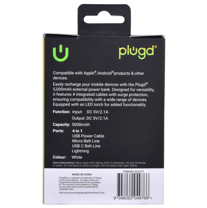 5000mAh POWER BANK BULIT-IN CABLES