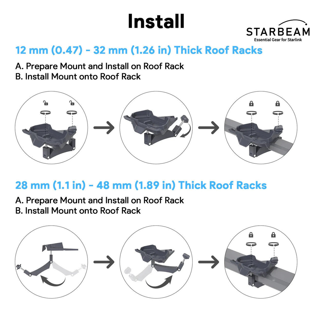 STARBEAM Starlink Mini Roof Rack Mount - Aluminium Alloy