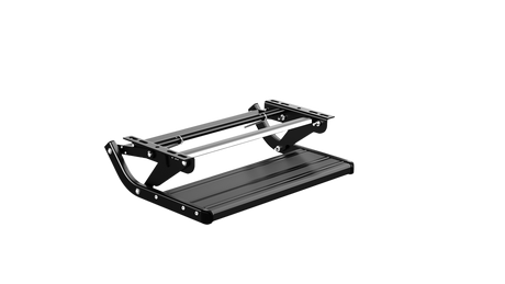 On the road RV 12V Aluminium Single Step with LED Light Black