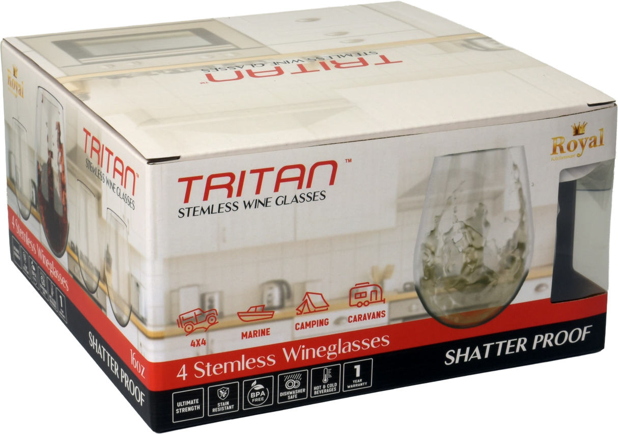 Tritan Stemless Wine Glasses 20oz - Set of 4