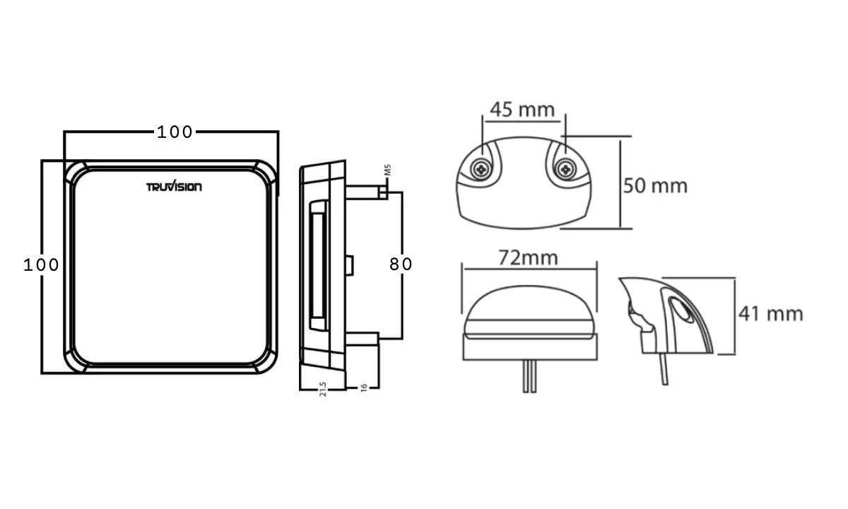 Square Trailer Lamp Complete Kit 10-30V Blister