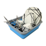 Collapsible Silicone Blue Dish Drainer