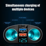 Dual USB+Type-C Car Charger with Digital Display