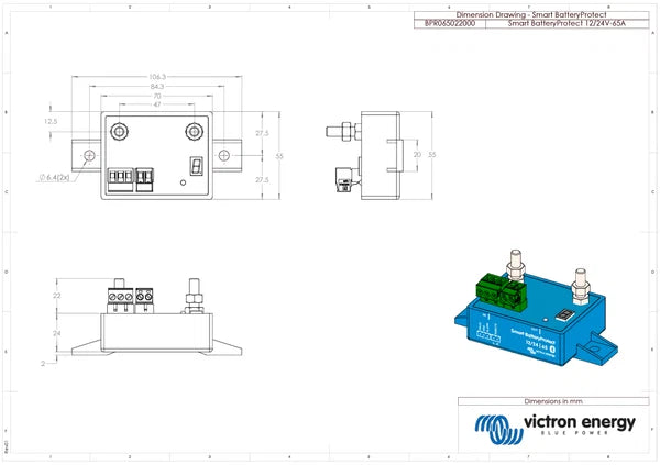 Victron 12/24V 65A Smart BatteryProtect Bluetooth Low Voltage Disconnect