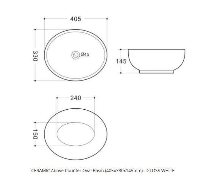 Matt Black Oval Ceramic Bathroom Basin